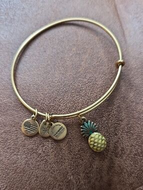 Alex And Ani Gold Pineapple Charm Bangle Bracelet - Women Jewelry